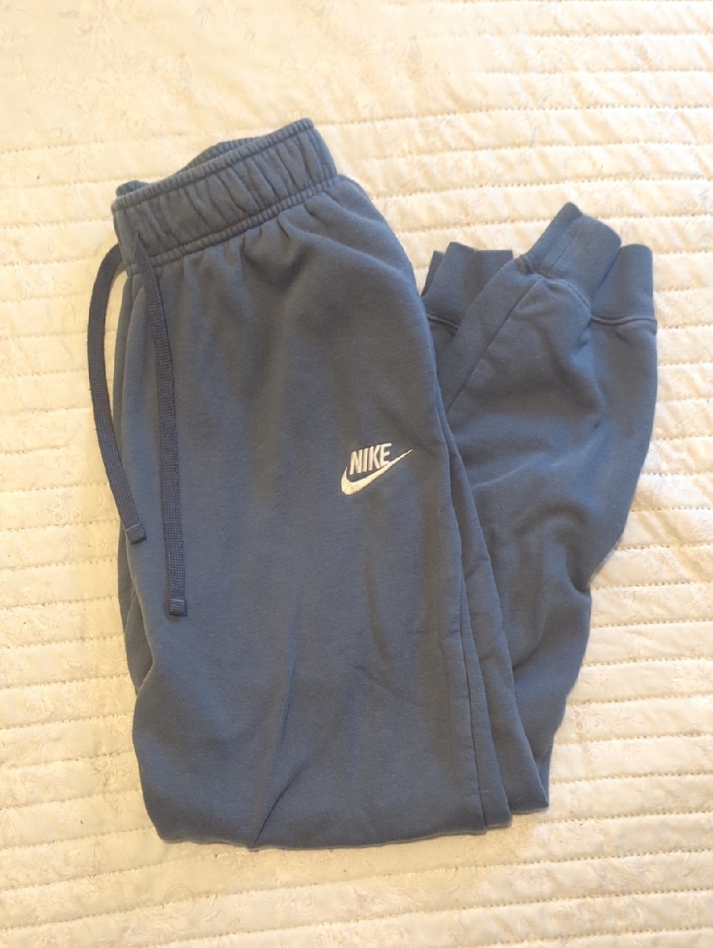 Nike Womens Navy Blue Fleece Joggers with White Swoosh